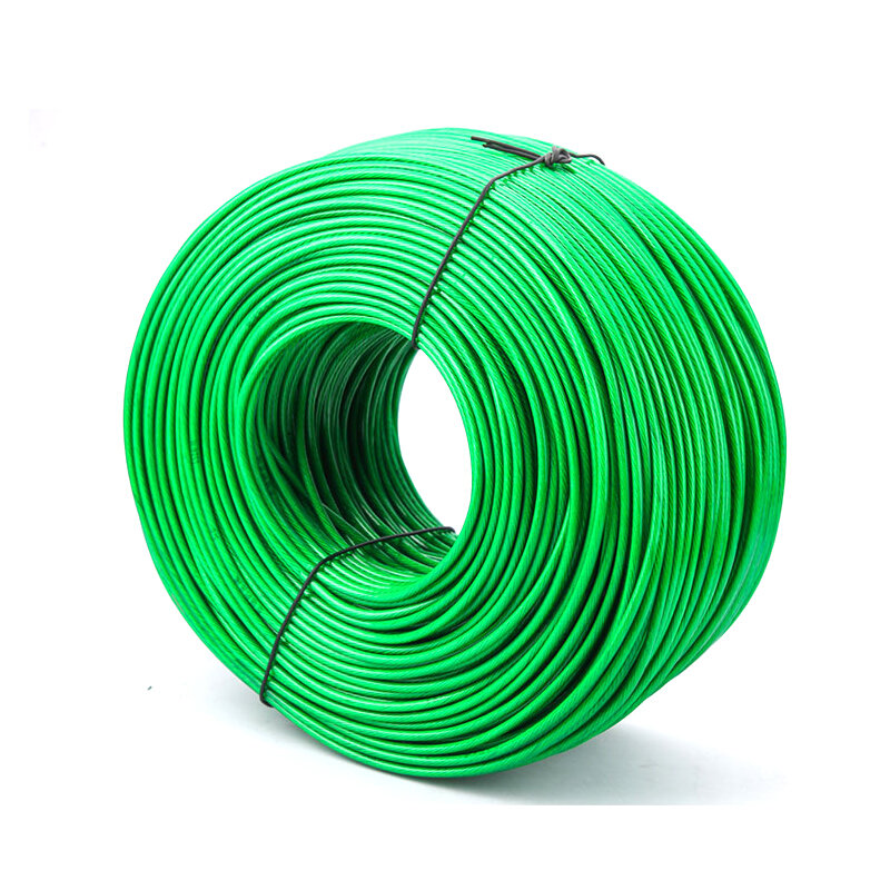 100 metrów 2mm 2.5mm stalowy drut zielony powlekane PVC kabel elastyczna lina do sadzenia szopy na winogrona szklarniowe