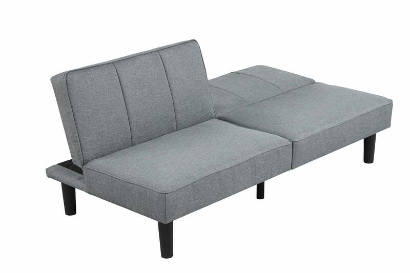 Studio Futon, Gray Linen Upholstery Sofa Set Living Room Furniture