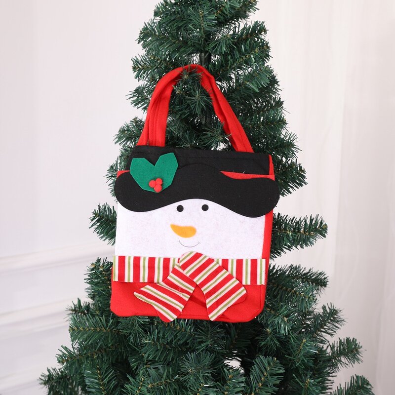 Sac cadeau bonhomme de neige du père Noël, sac à main non tissé, décoration de bonbons