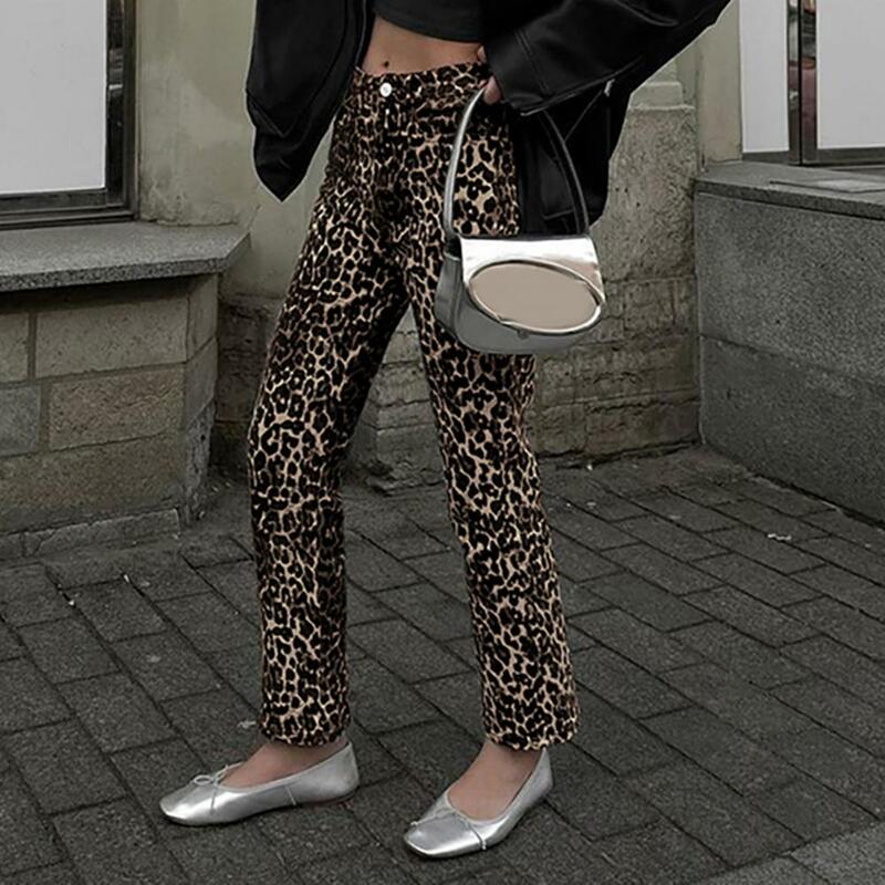 Pantalones pitillo ajustados con estampado de leopardo para mujer, pantalón Sexy informal de cintura alta, a la moda, para primavera y verano, 2024