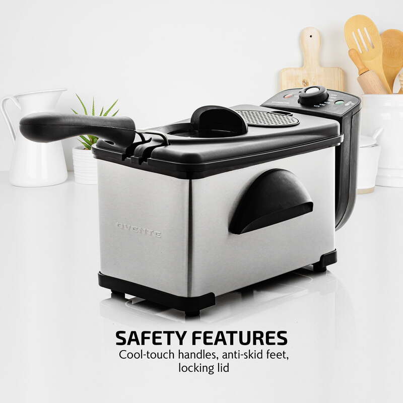 Electric Deep Fryer 2 Liter Capacity, 1500W with Lid, Viewing Window, Adjustable Temperature Knob