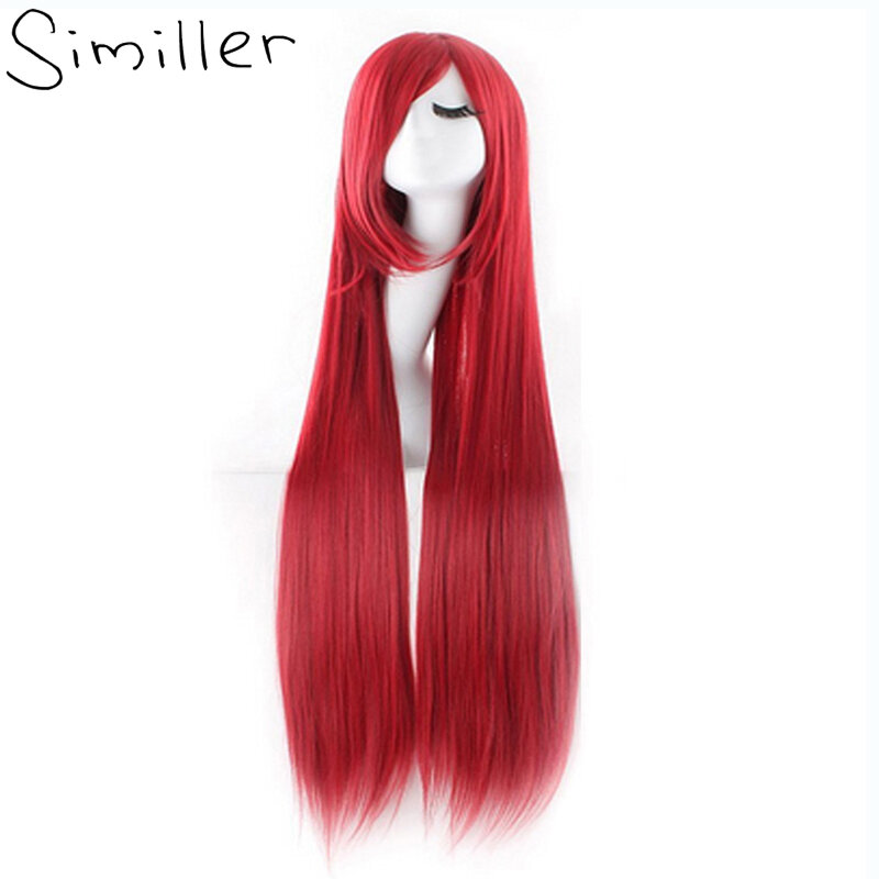 Similler Women Synthetic Cosplay Wigs Anime 100cm 40" Long  Hair Blue Pink Ombre Wigs for Women Perruque Peruca Halloween
