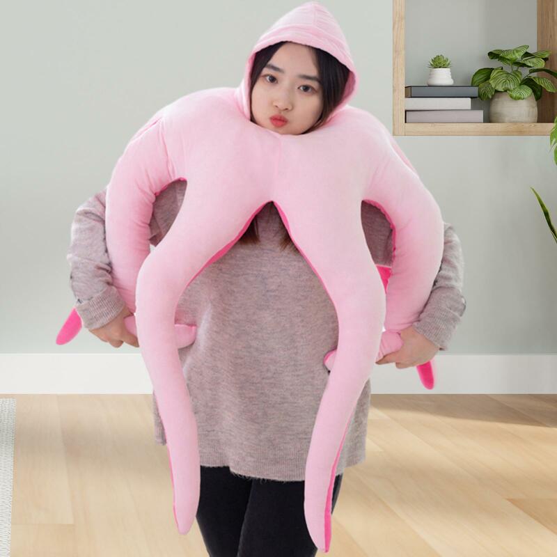 Baby Octopus Costume Wearable Sleeping Cushion Dress up Plush Squid Costume for Party Halloween Adults Toddlers Home Decoration