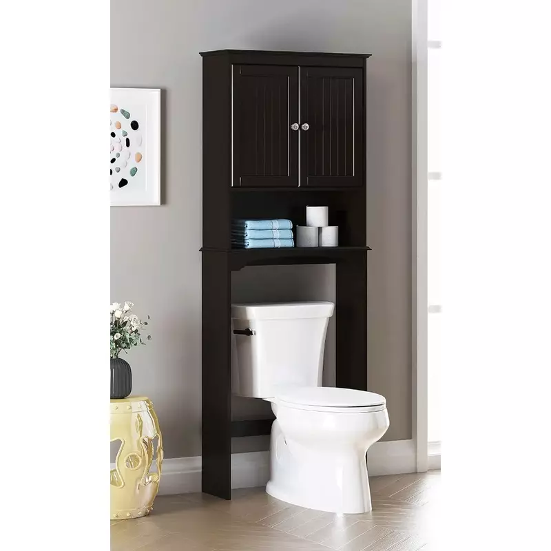 Over The Toilet Cabinet for Bathroom Storage, Above Toilet Storage Cabinet with Doors and Adjustable Shelves, Espresso