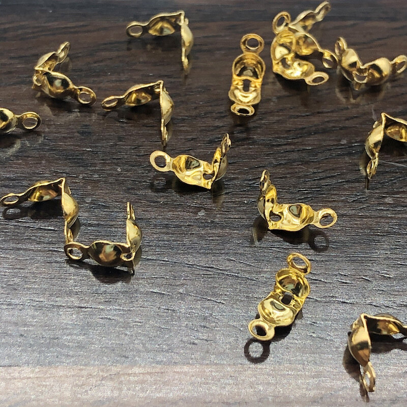 200 pçs/lote clamshell contas dicas nó cobre duplo fechado loops banhado a ouro clipe de rosca fivelas acessórios diy jóias descobertas