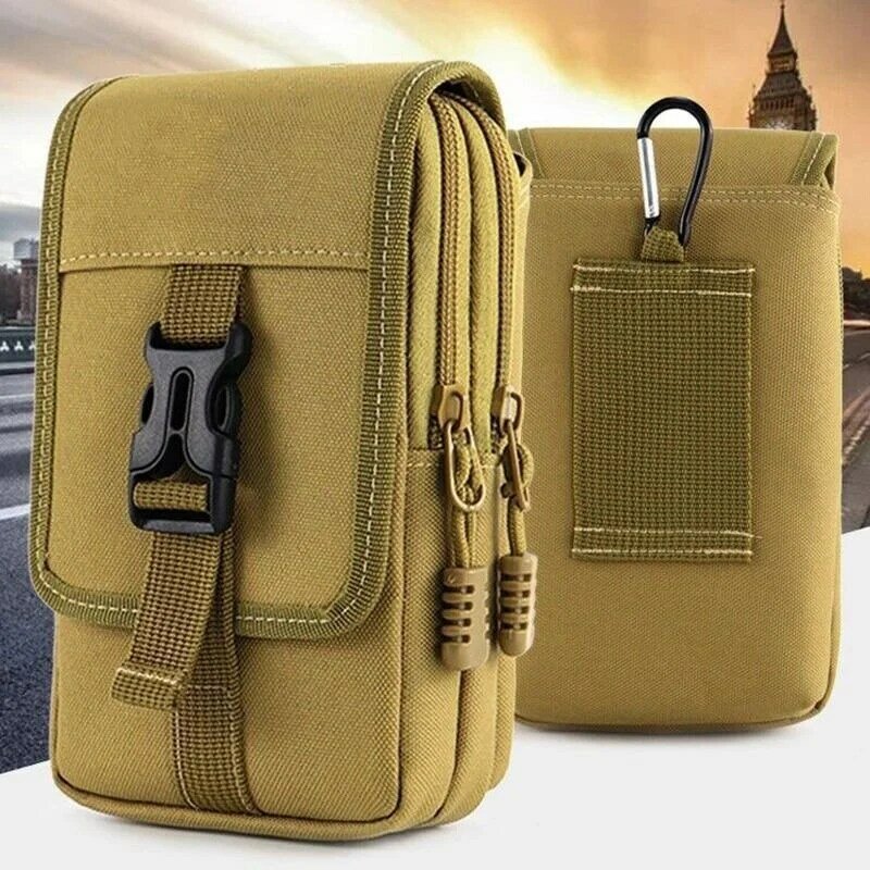 Men's Purse Double Layer Outdoor Waterproof Military Waist Pack Men Phone Pouch Camping Hunting Tactical Waist Bag