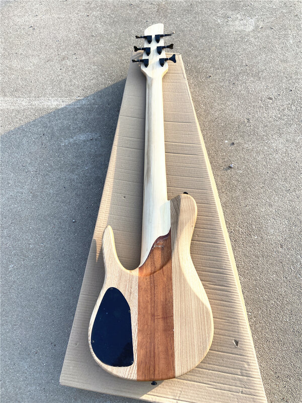Niestandardowa wersja 6 ciąg elektryczna gitara basowa drewno kamforowe fornir czarny akcesoria może być dostosuj za darmo wysyłka