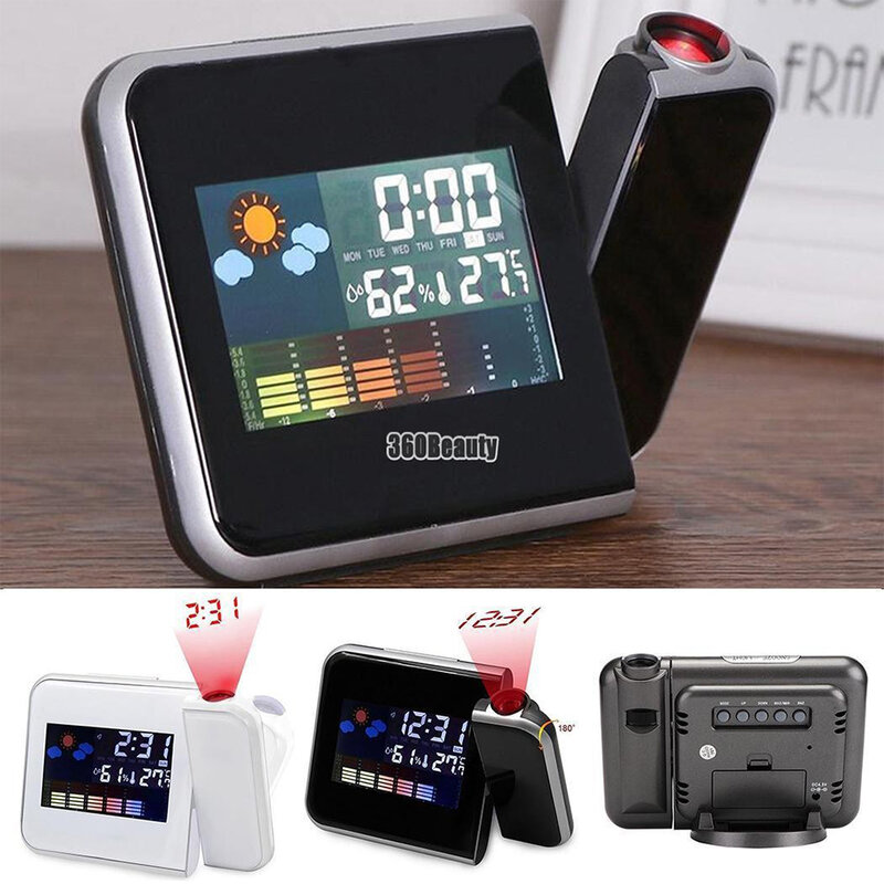 Projection Alarm Clock With Indoor Temperature ,Calendar,& Snooze Light Digital Project Time On The Wall Bedroom Ceiling LED