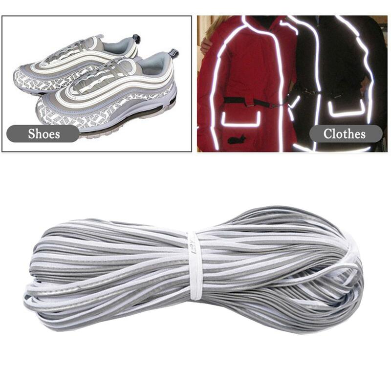 Reflective tecido corda marcadores para vestuário, aviso prata, tubulação
