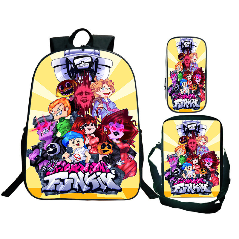 3pcs Set Friday Night Funkin Backpack Shoulder Bag Pencil Case Boys Girl Hight Quality Backpack Children School Bags Travel Bag