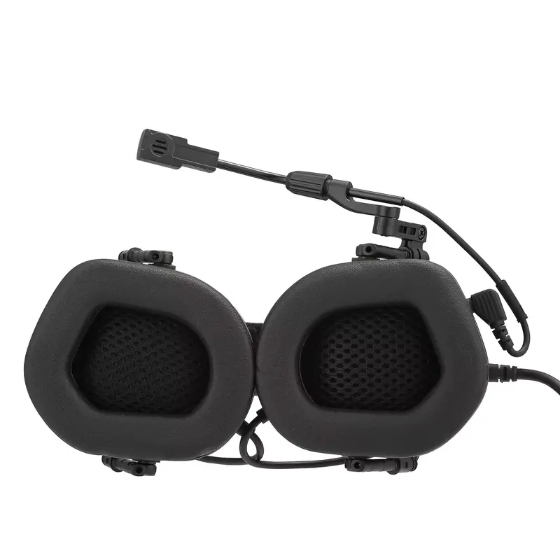 Lengan berikutnya F10 Headset taktis pengambil suara headphone Anti bising militer komunikasi menembak Earmuff