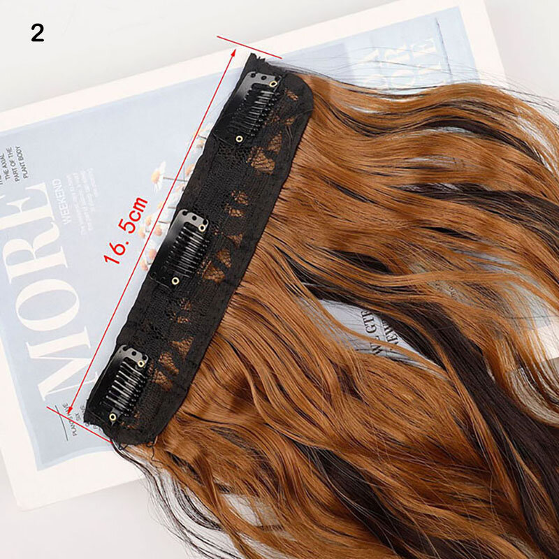 Zolin sintetis 4 buah/set klip dalam ekstensi rambut panjang berlapis bergelombang coklat tua pirang rambut palsu untuk penggunaan sehari-hari wanita