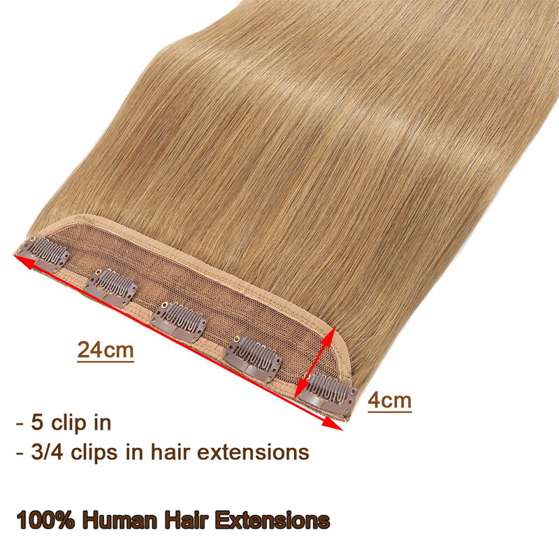 A trama do cabelo humano das extensões do cabelo humano 5 clipes no hairpiece natural para as mulheres boa densidade