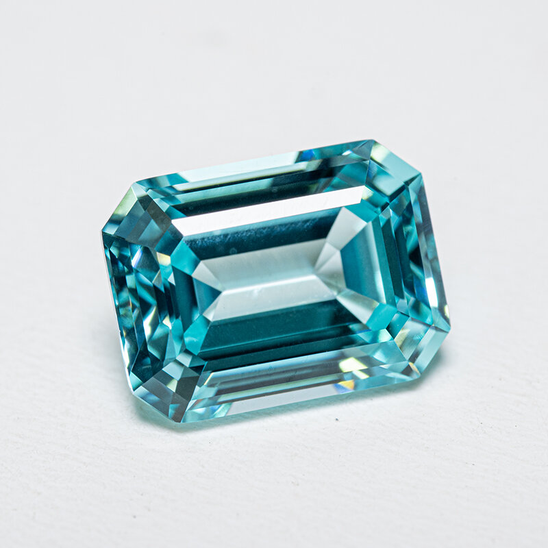 Lab Grown Sapphire Emerald Cut Paraiba Gemstone for Charms DIY Ring Necklace Earrings Materials Selectable AGL Certificate
