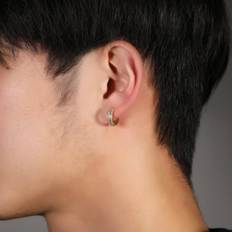 UWIN – boucles d'oreilles rondes glacées pour femmes, 1 paire de boucles d'oreilles en pierre CZ pavée, bijoux Hip Hop à la mode en cadeau