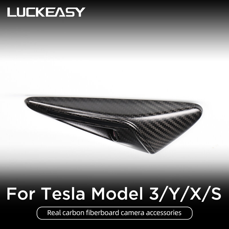 Penutup Pelindung Kamera Samping Serat Karbon Asli untuk Tesla Model3 Y X S Aksesori Modifikasi Mobil Stiker Potong Fender