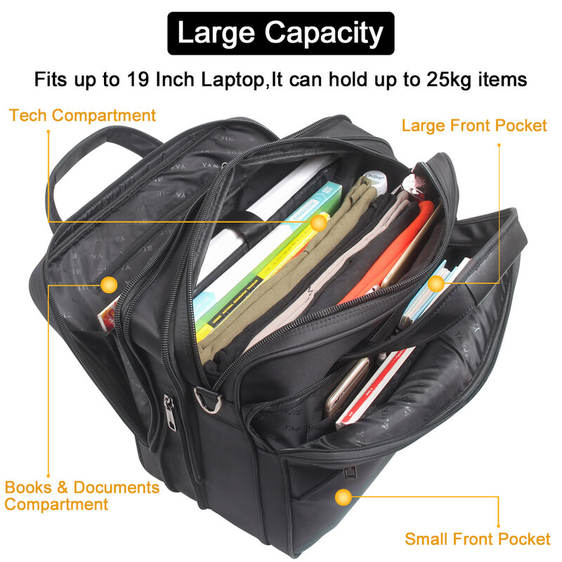 Портфель большой вместимости для мужчин, деловая сумка для ноутбука 15,6, 17, 19 дюймов, сумка на плечо, Холщовая Сумка для ноутбука