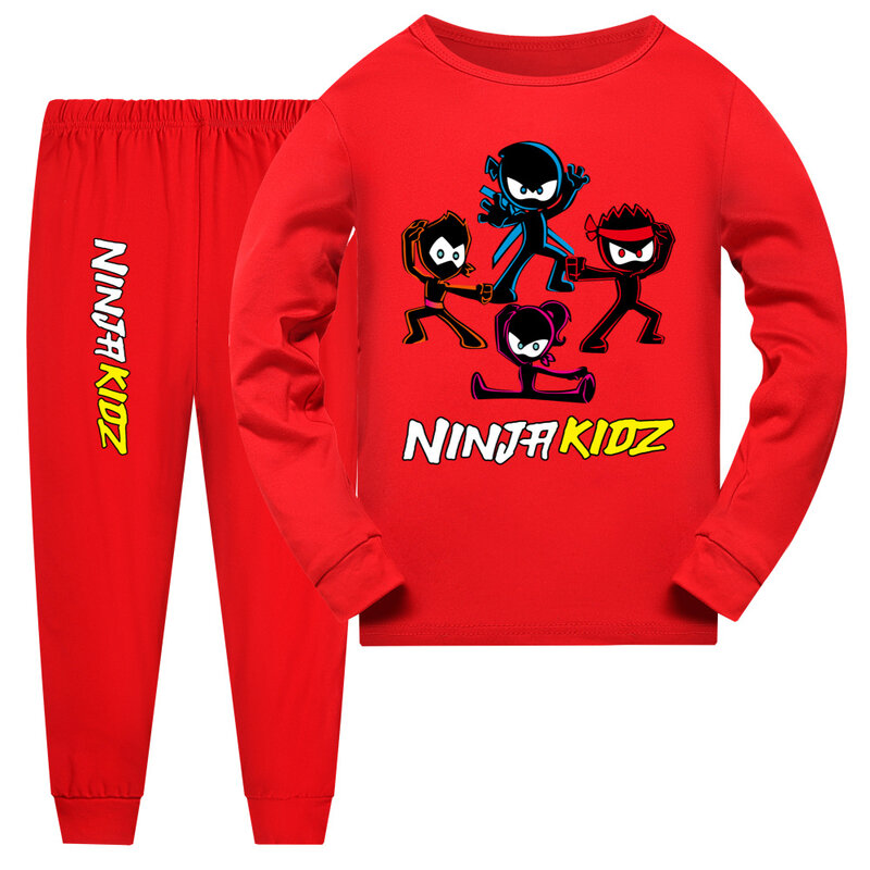 NINJA KIDZ-Conjunto de lounge para bebê, pijama infantil, roupas de criança, roupas boutique, camisa e calça, pijama para menino
