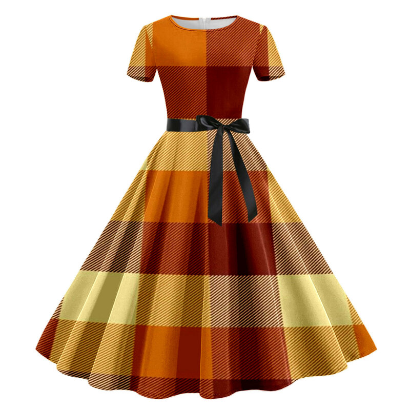 ハロウィーンのレトロなヴィンテージサマードレス,アーバンスタイル,ラージサイズ,カジュアル