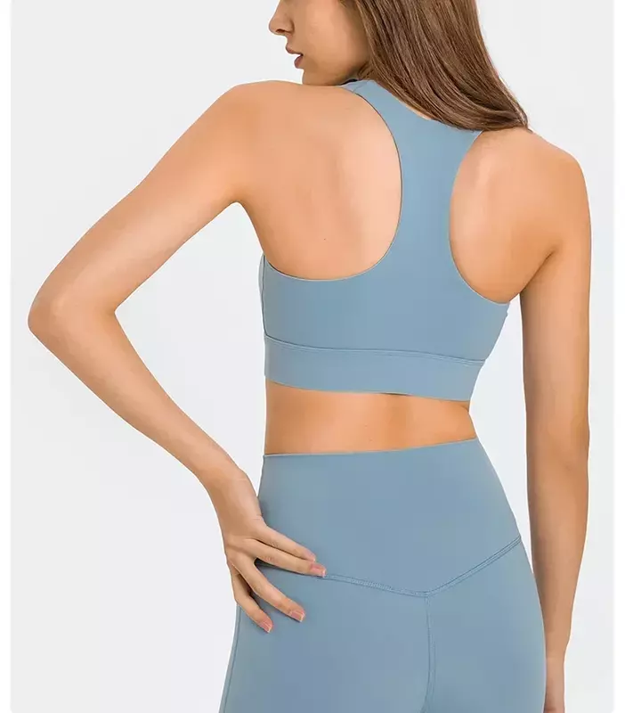 Lemon Yoga Sports Bras Tops for Women Front Zipper High Support Plain Naked Feel Back Racerback Push Up Bra Gym Workout Crop Top