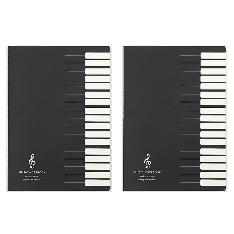 Cuaderno de notas musicales de cinco líneas, Pestaña de música, plantilla de personal, 2 unidades