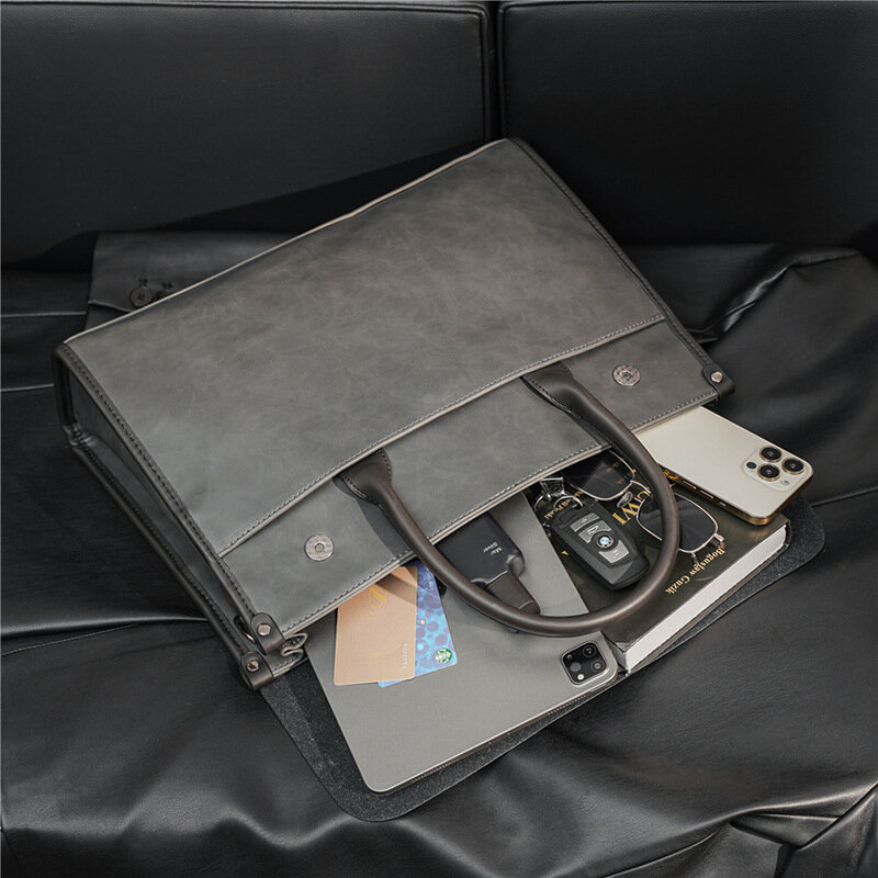 男性用のレトロなソフトレザーブリーフケース,大容量のメッセンジャーバッグ,カジュアル,オフィス用