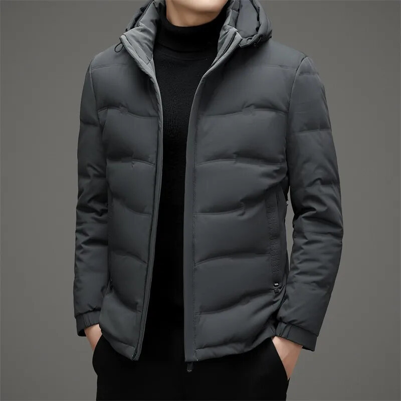 Winter Business Men's High Quality Down Coat Warm Casual Solid Color Jacket Classic Top 2024 Autumn/Winter