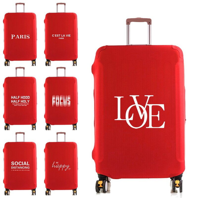Funda protectora elástica para equipaje, cubierta antipolvo para maleta de 18-28 pulgadas, con estampado de texto, accesorios de viaje