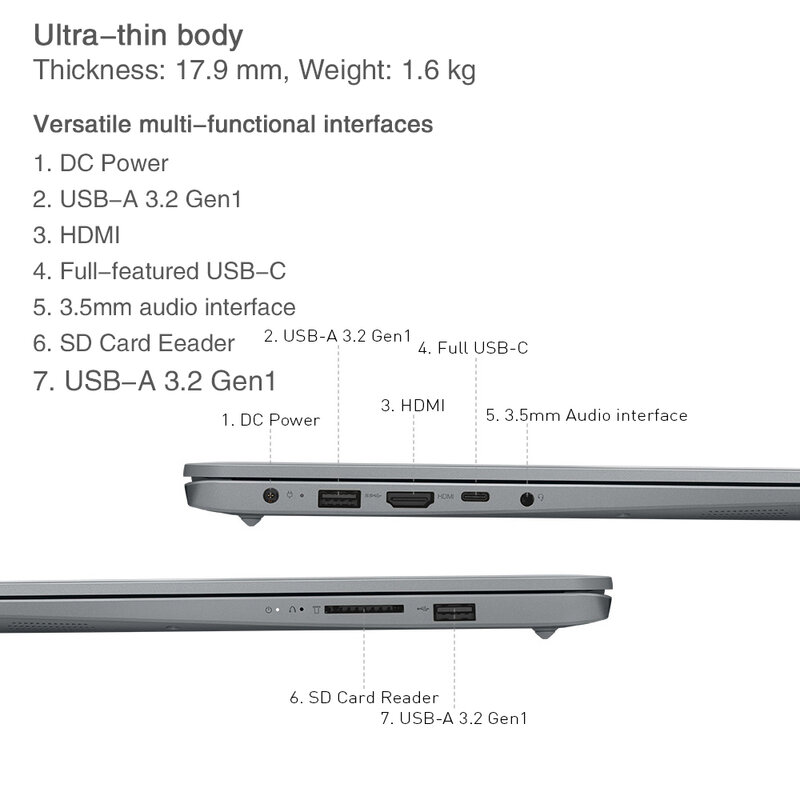 Nuovo Lenovo IdeaPad 15s 2024 Laptop AMD Ryzen R5 7430U 4.3GHz RAM 16GB SSD 512GB 15.6 "pollici FHD 2K Notebook Ultrabook Computer PC