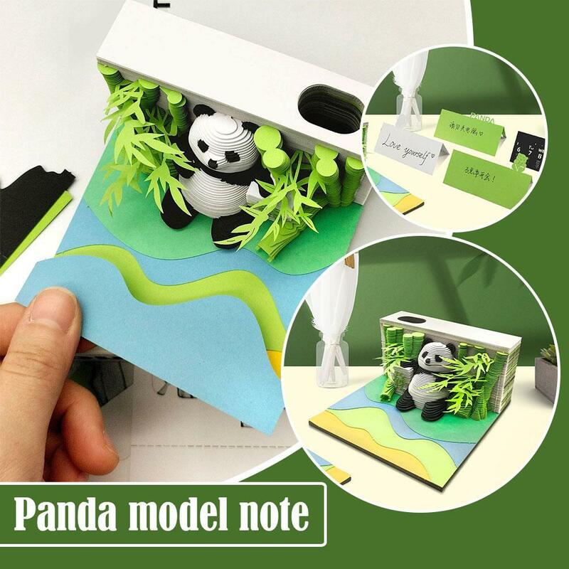 Panda Model Omoshiroi Blok 3d Notitieblok Mini Panda Papier Model Memo Blok Notities Kantoren Papieren Notities Voor Planning T8q0