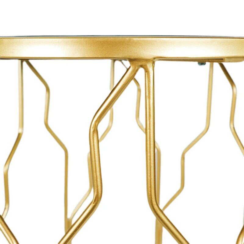 Meja Kopi Emas Sarang Set Desain Modern Meja Ujung Sisi Bundar Meja Kopi Pengeras Suara Cermin Emas Mewah