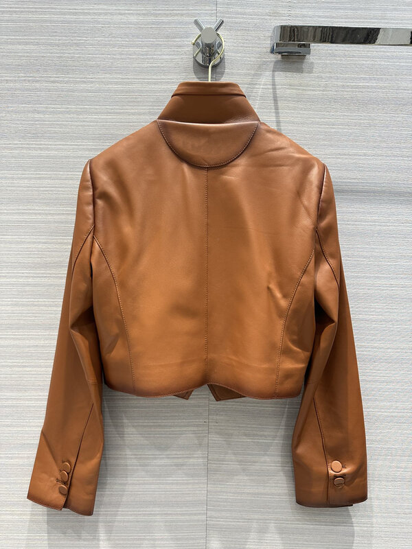 2023 winter women's new hot Leather jacket High quality Fashionable temperament Slim and thin Soft and comfortable