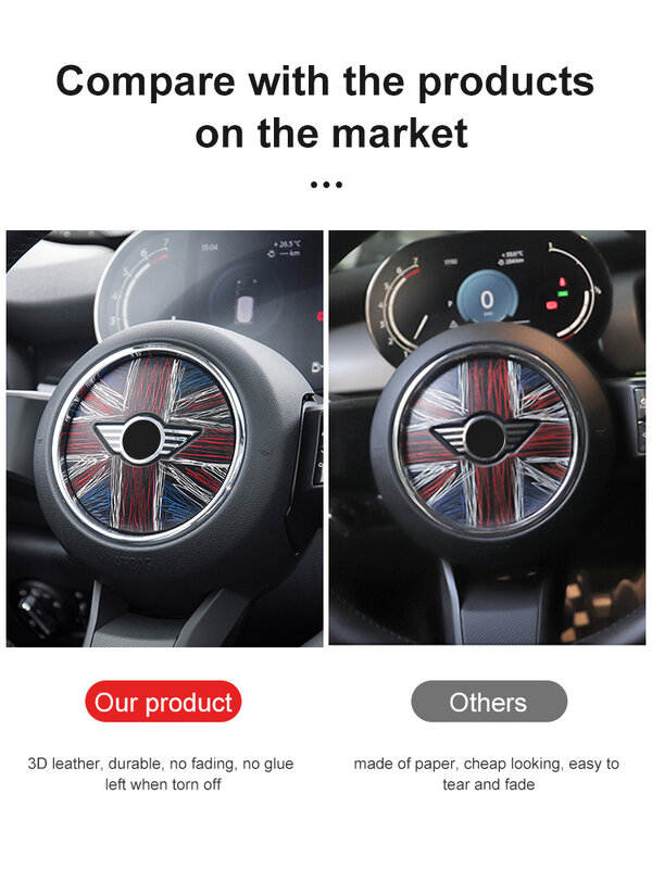 Car Steering Wheel Sticker for Mini Cooper R55 R56 F55 F60 3D PU Leather Car Stickers Accsesories Steering Wheel Cover Decoratio
