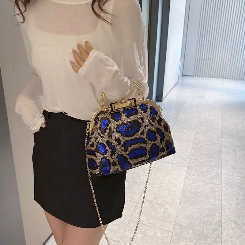 Female Kawaii Tote Bag 2024 Spring PU Leather Fashion Women's Designer Handbag Luxury Brand Chain Blue Shoulder Crossbody Bags