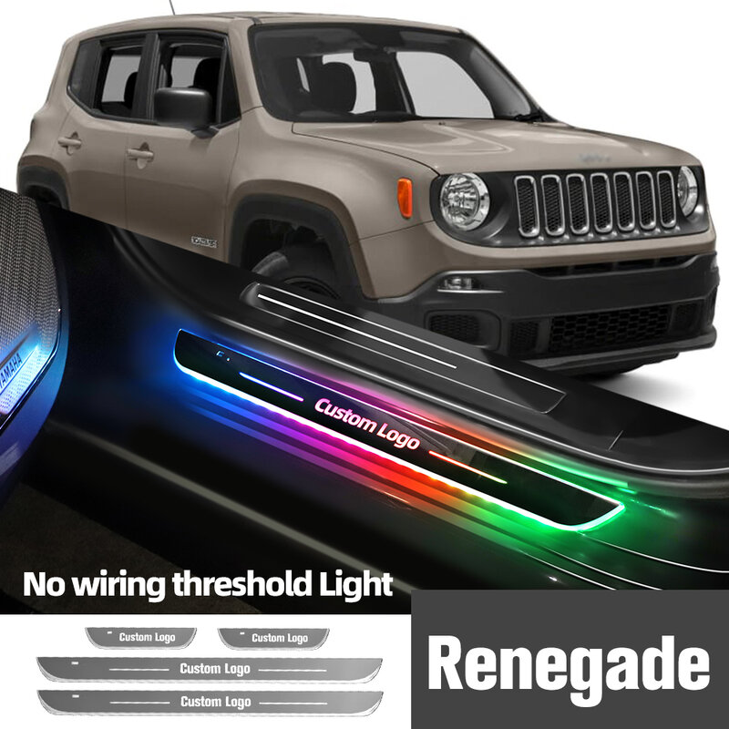 Dla jeepa renegata 2014-2023 2019 2021 2022 światła uszczelka do drzwi samochodu Logo na zamówienie LED pedał progowy akcesoria do Lamp