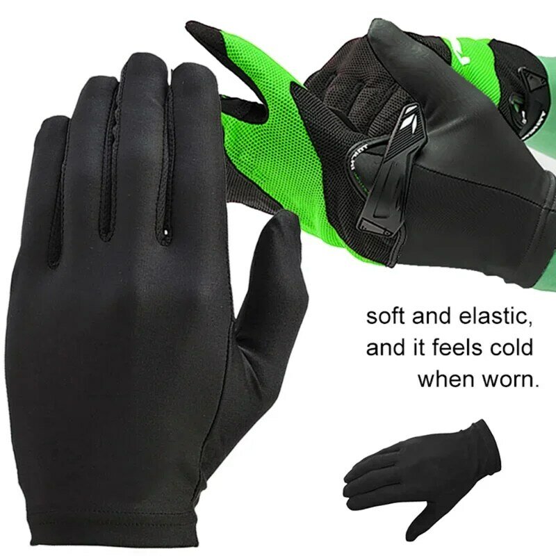 ถุงมือบางใช้ซับในสีดำถุงมือขี่รถจักรยานยนต์ถุงมือเจลนิ่ม1คู่
