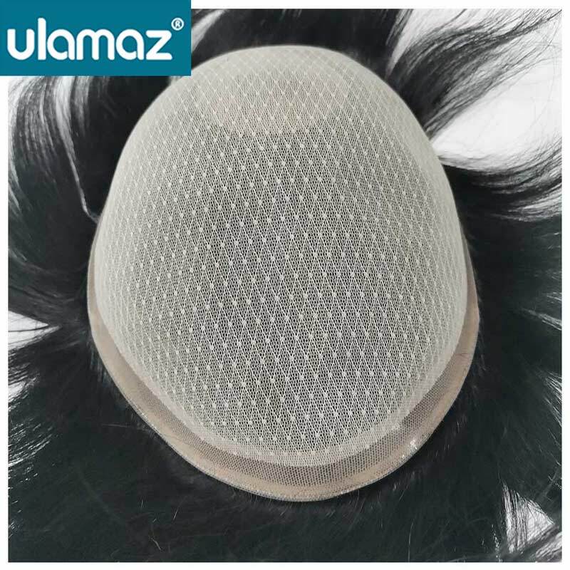 Lace & Pu Toupee Men Human Hair French Lace Male Hair Prosthesis Affordable Mens Hair Replacement Systems Unit Hair For Asian