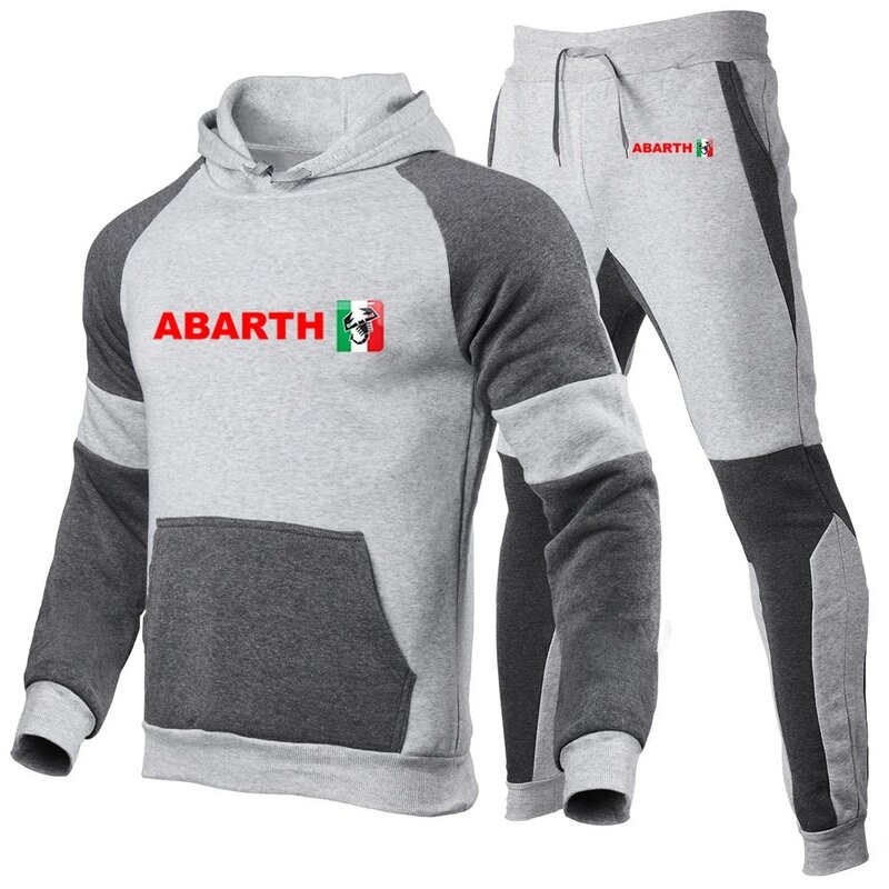 Abarth-بدلة بهودي وبنطال رياضي للرجال بألوان متطابقة ، طباعة ترفيهية ، موضة الربيع والخريف ، جودة عالية ، جديدة ، ، ، ، ، ، ،