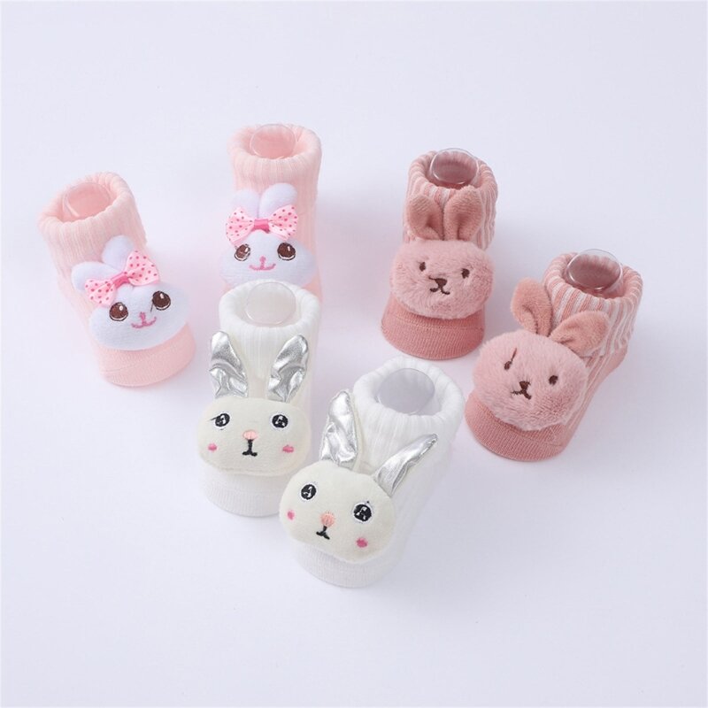 Комплект из 3 пар детских милых кукольных вязаных носков для малышей, незаменимых для мальчиков и девочек