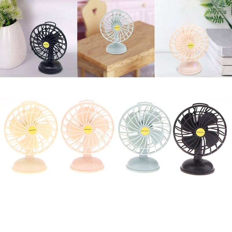 Liga Elétrica Miniatura Dollhouse Fan, Mini Cena Modelo, Doll House Decor, Creative Desktop, Liga, Verão