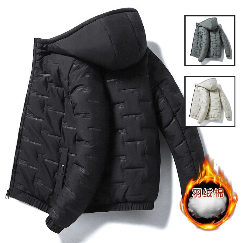 Мужская Утепленная куртка с капюшоном, черная Повседневная утепленная куртка на молнии, с защитой от ветра, в стиле Харадзюку, Корейская верхняя одежда, зима