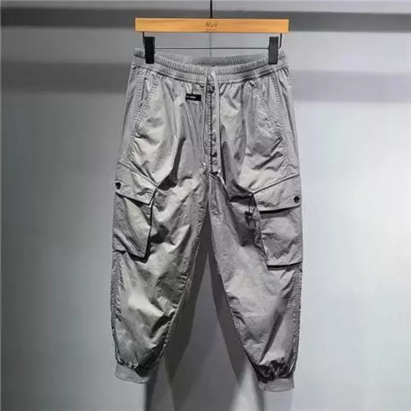 Брюки-карго Y2k мужские, свободные штаны, джоггеры, длинные брюки для рыбалки, роскошные модные штаны в Корейском стиле, серого цвета, Y2k