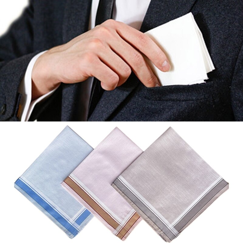 Lenço de bolso elegante para homens, lenço xadrez, bandana grande de 17 x 17 polegadas