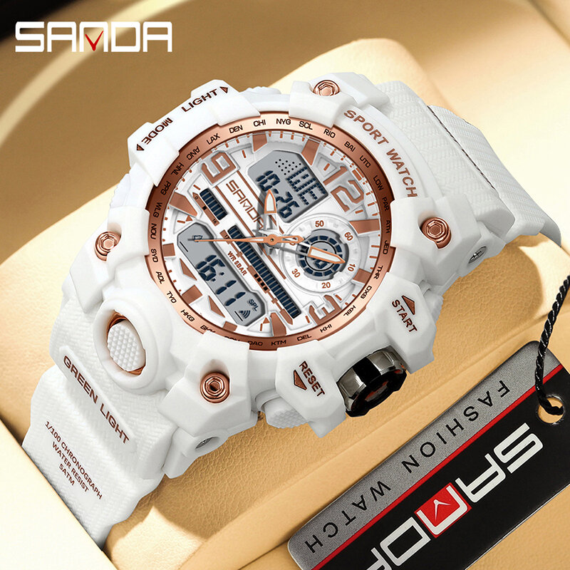 SANDA G 스타일 디지털 시계, 남녀 어린이 스포츠 방수 전자 시계, 크로노그래프 달력, 레이디 쿼츠 시계