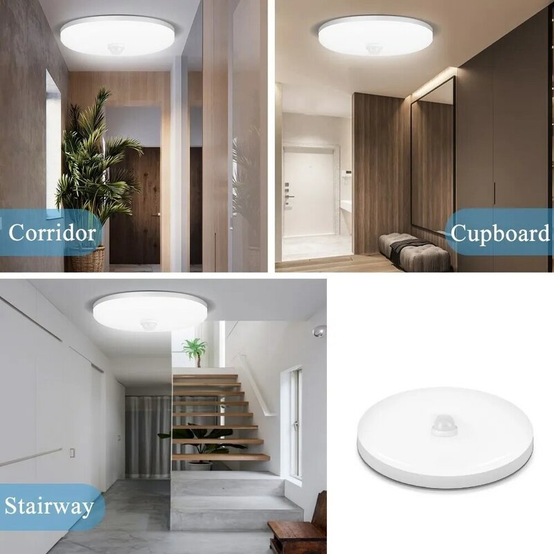 Plafonnier LED avec détecteur de mouvement PIR, design moderne, éclairage d'intérieur, luminaire de plafond, idéal pour un couloir, un balcon ou une entrée, 12/15/18/20/30/40W, 220/110V