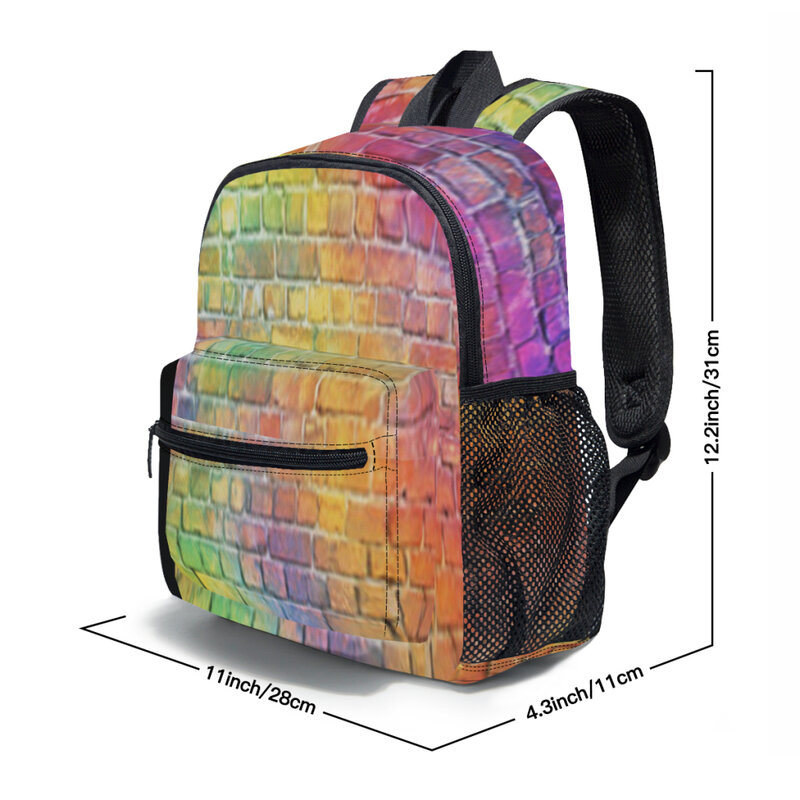 다채로운 벽돌 배낭 유치원 책가방, 어린이 학교 가방