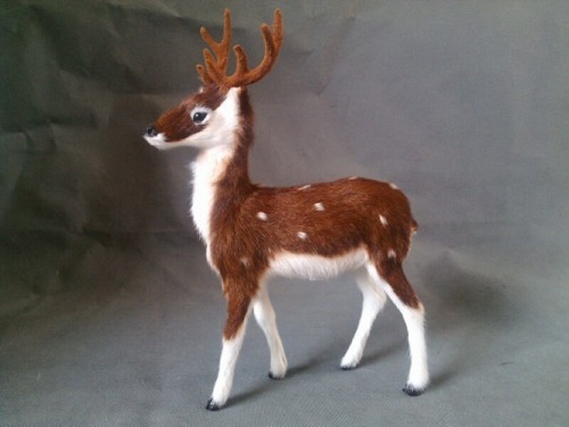 sika deer hard model toy,polyethylene&furs simulation deer toy about 18x25cm  0775