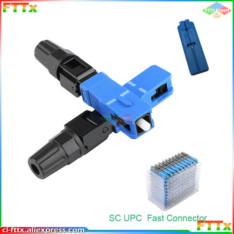 Ftth conector de fibra óptica incorporado, montagem rápida, sc apc sm, sc upc, frio, 50 ou 100 peças