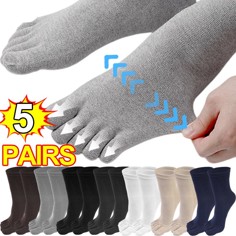 Unisex Five Fingers Toe Socks, Meias de algodão respirável, Ankle Crew Socks, Absorvente de suor, antibacteriano, esportes, corrida, 1 par, 5 pares