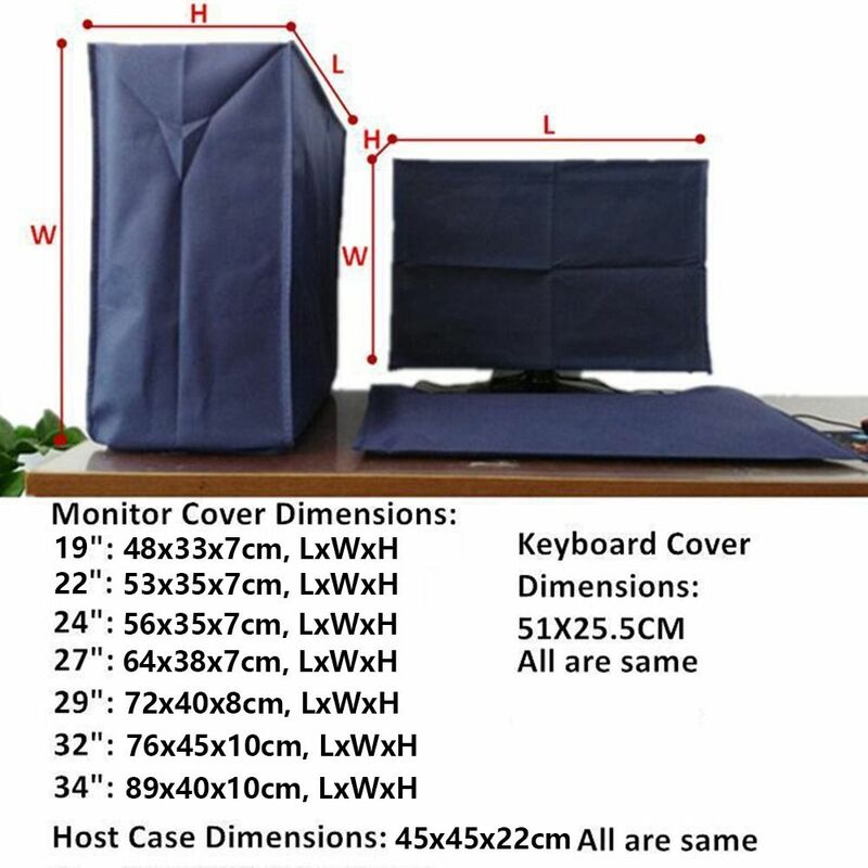 3PCS 19 To 34 Inches Desktop Computer Dust Cover Blue LCD Screen Cover Durable Computer Protective Cover for Computer